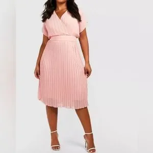 Boohoo Plus Dresses Nwt Boohoo Plus Occasion Pleated Wrap Midi